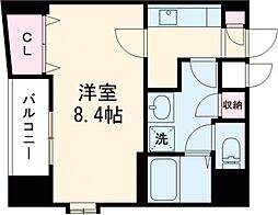 熊本市電B系統 蔚山町駅 徒歩2分の賃貸マンション 9階1Kの間取り