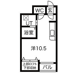 キャッスルワン 1Kの間取図画像