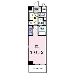 シティー柳町 2階1Kの間取り