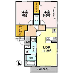 アンクレージュせんげん台 2LDKの間取図画像