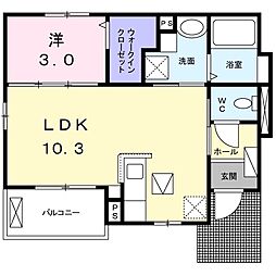 ニューライズ東大友 1LDKの間取図画像