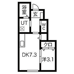 Allegioさくら通り 1DKの間取図画像