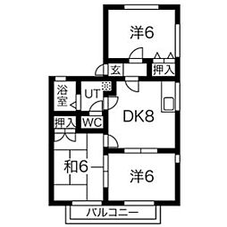ファミール木村 3DKの間取図画像