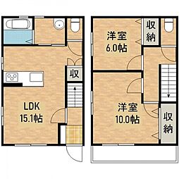 アパート 2LDKの間取図画像