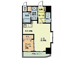 出屋敷館 1LDKの間取図画像