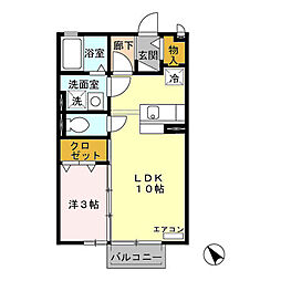 鹿島臨海鉄道大洗鹿島線 鹿島神宮駅 バス30分 泉川下車 徒歩20分の賃貸アパート 2階1LDKの間取り