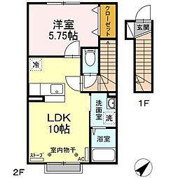 グランモア朋B 1LDKの間取図画像