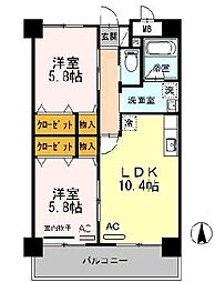 サン・フォーレ1989 2LDKの間取図画像