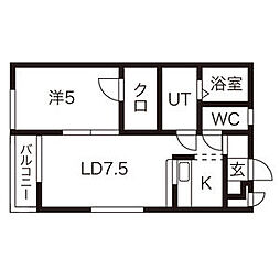 セリーヌA 1LDKの間取図画像