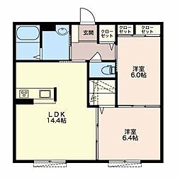 エポック泰山　Ｃ 1階2LDKの間取り