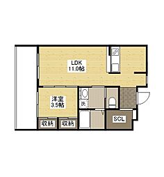 Ｄｏｍａｎｉ上東雲 5階1LDKの間取り