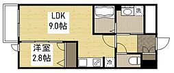 月光江波東弐番館 1階1LDKの間取り