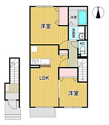 ジュ・ボヌール 2LDKの間取図画像