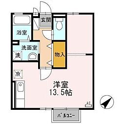 セジュールナガイ ワンルームの間取図画像