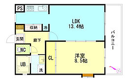 サラマンカビル 1階1LDKの間取り