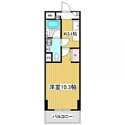 ステーラ・ルーチェ 3階1Kの間取り