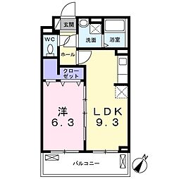 ユアーズ 1LDKの間取図画像