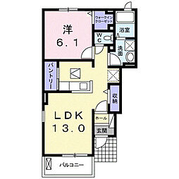 バーミィブルー1 1LDKの間取図画像