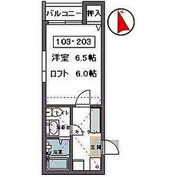 MTコーポ2 1Kの間取図画像