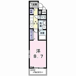 Y'sアビタシオン青柳 1Kの間取図画像