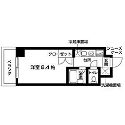 グリーンピア北目町 9階1Kの間取り