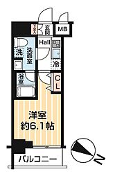 ＭＡＸＩＶ ＢＡＮＤＯＢＡＳＨＩ ＴＷＩＮ ＥＡＳＴ 4階1Kの間取り