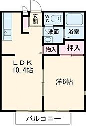 ハイツフルール 1LDKの間取図画像