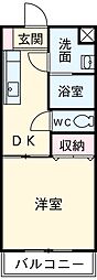 サンライズ 1Kの間取図画像