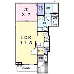 マーベラス撰花園 1LDKの間取図画像