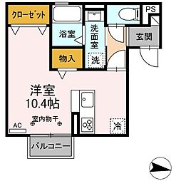 サン・ミシェルII 2階ワンルームの間取り