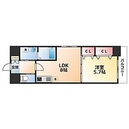 ドゥナーレ東別院 3階1LDKの間取り