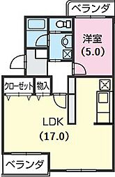 ハイツテクトピア掛川1 1LDKの間取図画像