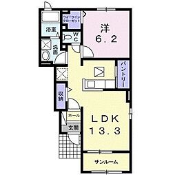 サングレイスＡ 1階1LDKの間取り