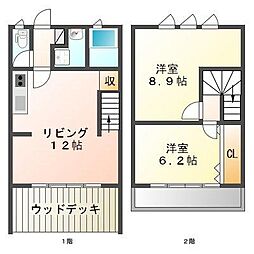 レインボーハイツ 1階2LDKの間取り