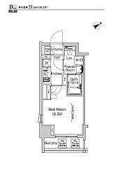 プラウドフラット門前仲町4 1Kの間取図画像