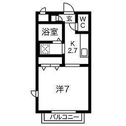 ノースエイト柏木 1階ワンルームの間取り