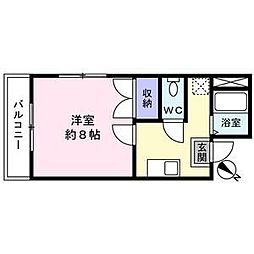 メイツ北山 3階1Kの間取り