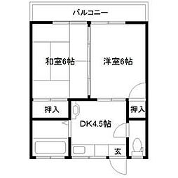 佐藤アパート 1階2Kの間取り