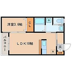 ミモザ館 2階1LDKの間取り