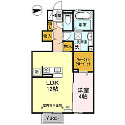 サンライズII 1階1LDKの間取り