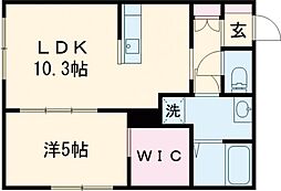K-ideal TOSU(ケーディアルトス)II Ｂ棟 2階1LDKの間取り