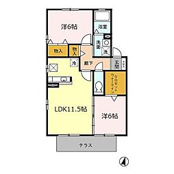レスポワール　II 1階2LDKの間取り