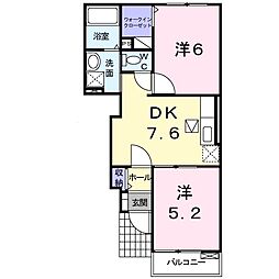カーサベルデ 2DKの間取図画像