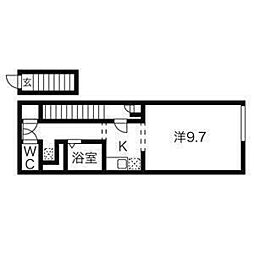 ジュネス 2階ワンルームの間取り