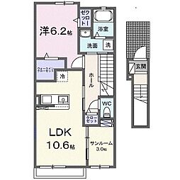 サクラ・コート 1LDKの間取図画像