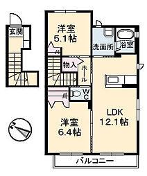 エテルグリーアB 2LDKの間取図画像