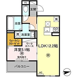 プレミライフ都町18 1LDKの間取図画像