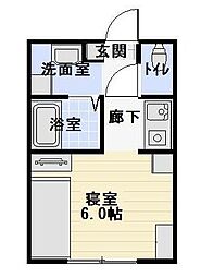コンフォートハウス青葉B ワンルームの間取図画像