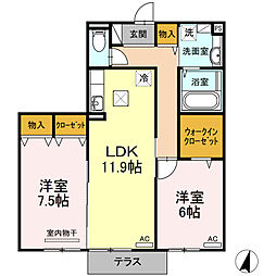 ドルチェヴィータ 2LDKの間取図画像