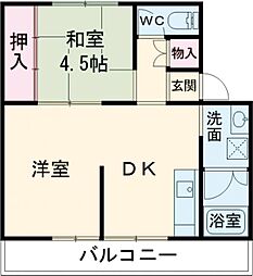 ユートピア長洲II 5階2DKの間取り